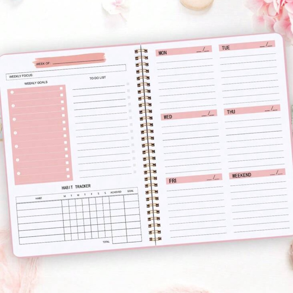 Pink Weekly Planner Notebook
